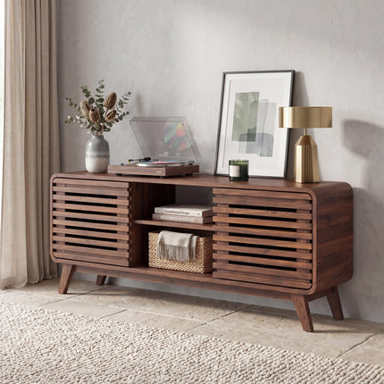 Dreamade 58" Mid Century Modern TV Stand for 65 inch TV with Grille Doors