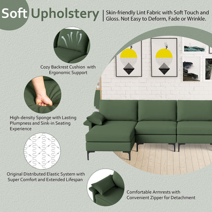 Dreamade 130.5" L Convertible Sofa Couch, Sectional Sleeper