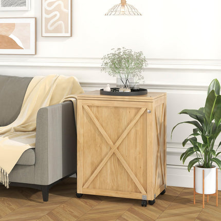 Dreamade Folding Sewing Table - Farmhouse Sewing Machine Cabinet with Barn Door