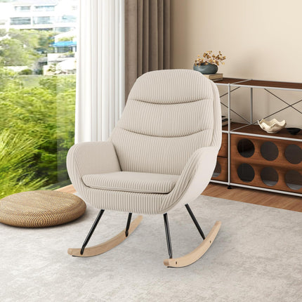 Dreamade Upholstered Rocking Chair Nursery Glider Rocker with Padded Backrest and Seat