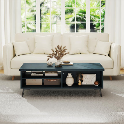 Dreamade 2-Tier Mid Century Modern Coffee Table with Storage Shelves Compartments