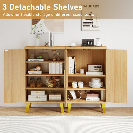 Dreamade Sideboard Buffet Cabinet, Kitchen Storage Cabinet with Double Doors & Removable Shelves (Natural Oak,1)