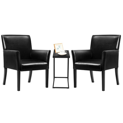 Dreamade Reception Guest Chairs and C-Shaped End Table 3Pcs Set