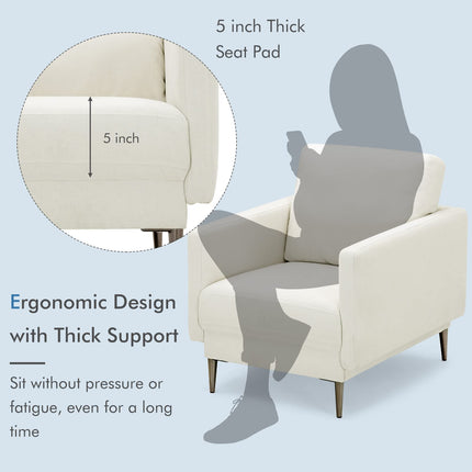 Dreamade Sofa Couch, for Bedroom, Reception Rooms, Chair & Loveseat(Grey & White)