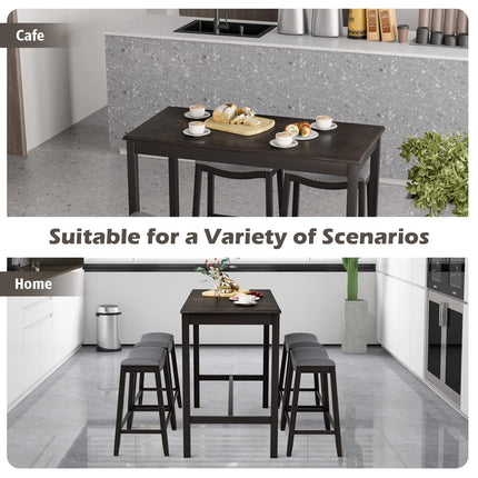 Dreamade Dining Table Set for 4, Kitchen Counter Height Table w/ 4 Stools (Black)