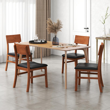 Dreamade Wooden Dining Chairs Set Kitchen Side Chairs w/Rubber Wood Legs Faux Leather Upholstered Seat