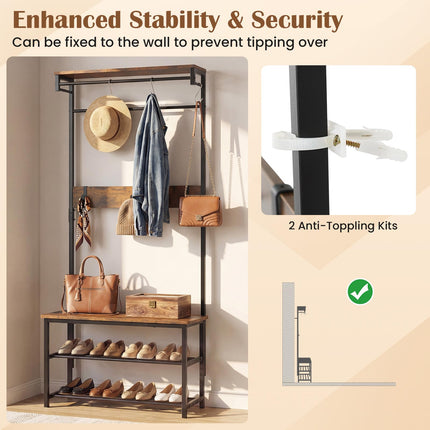 Dreamade 4 in 1 Hall Tree with Bench and Shoe Storage