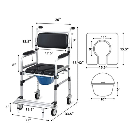 Dreamade 3 in 1 Lightweight Shower Commode Wheelchair