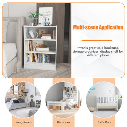 Dreamade 3-Cube Bookcase White - 3-Tier Modern White Open Bookshelf with Adjustable Shelves