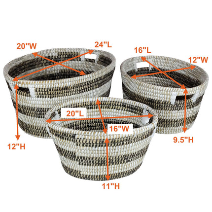 Dreamade Woven Laundry Basket 24"/20"/16"- Set of 3 Stackable Storage Baskets with Handles