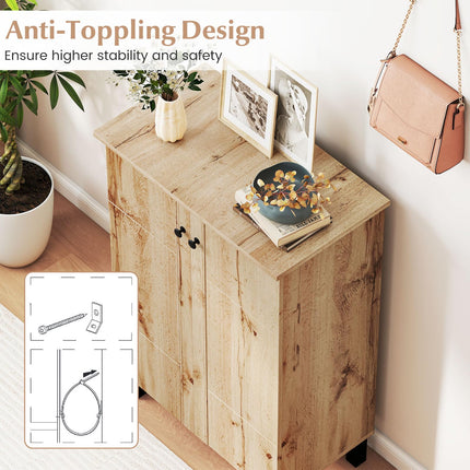 Dreamade Shoe Cabinet with Doors 4-Tier Narrow Shoe Rack Cabinet