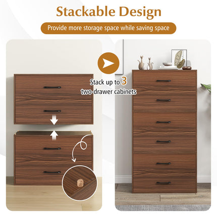 Dreamade Dressers Stackable 2 Drawer Horizontal Organizer W/Handles Dresser Tower