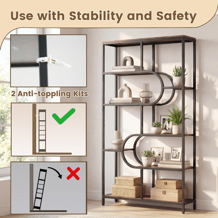 Dreamade 69" Tall Etagere Bookcase w/Open Storage Shelves for Living Room