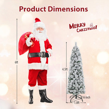 Dreamade Pre-Lit Snow Flocked Pencil Christmas Tree for Home Office Holiday Decor