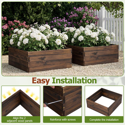 Dreamade 23" x 23" Square Wooden Raised Garden Bed (1/2)