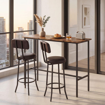 Dreamade 3-Piece Bar Table and Chairs Set | Counter Height Pub Table and 2 Upholstered Stools