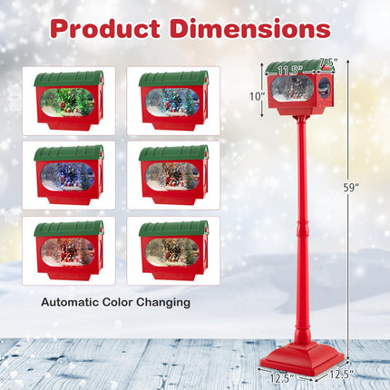 Dreamade 59 Inch Musical Christmas Street Lamp, Festive Lamp Post w/Sound-Activated Snow Globe Lantern