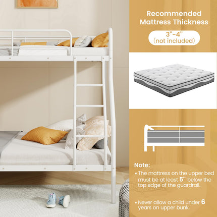 Dreamade Metal Bunk Beds Twin Over Full Size, Heavy Duty Bunk Bed for Teens Adults with Ladder & Guardrails