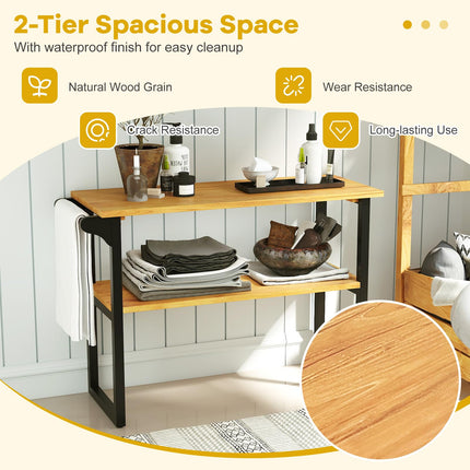 Dreamade 2 Tier Bathroom Storage Shelf with Towel Rack