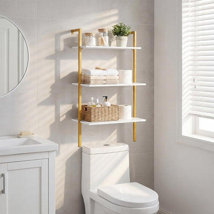 Dreamade Ladder Shelf | 3-Tier Wood Wall Mounted Bookshelf with Metal Frame (1/2)