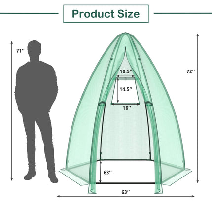 Dreamade Portable Walk-in Greenhouse - 5.5’x5.5’x6’ PE Cover, Roll-up Zippered Door, Window