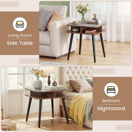 Dreamade 2-Tier Faux Marble End Table Set of 1/2