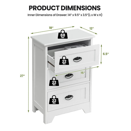 Dreamade Nightstand with 3 Drawers, Bedside Table