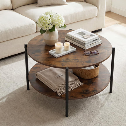 Dreamade 33.5" Small Center Table with Open Storage Shelf and Heavy-Duty Metal Frame