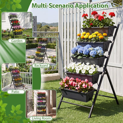 Dreamade 5-Tier Vertical Garden Planter Set 1/2 Raised Garden Bed w/Drainage