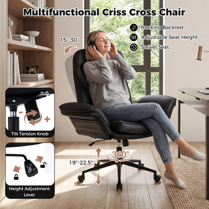Dreamade Criss Cross Chair with Armrests & Wheels