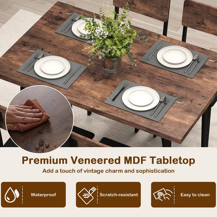 Dreamade 5-Piece Dining Table Set for 4 People Industrial Kitchen Table and 4 PU Leather Chairs