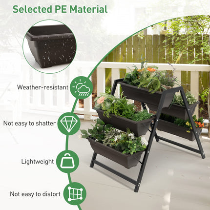 Dreamade Set of 2 Vertical Raised Garden Bed, 5 Planter Boxes Container w/ Drainage Holes
