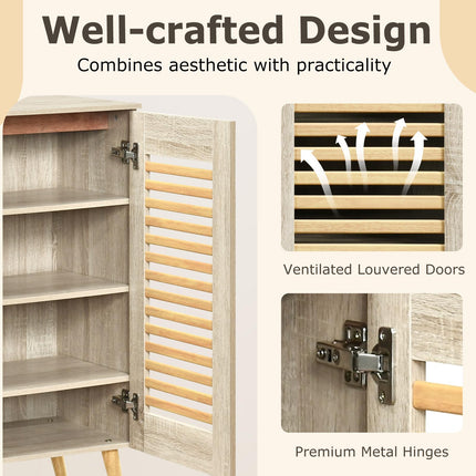 Dreamade Shoe Cabinet 4-Tier Shoe Rack Organizer Cabinet(Louvered Door)