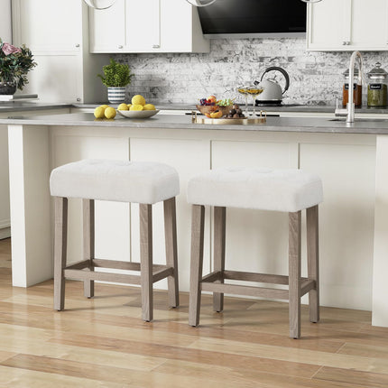 Dreamade Sherpa Bar Stools, 24" Counter Height Kitchen Bar Stools with Cushioned Seat