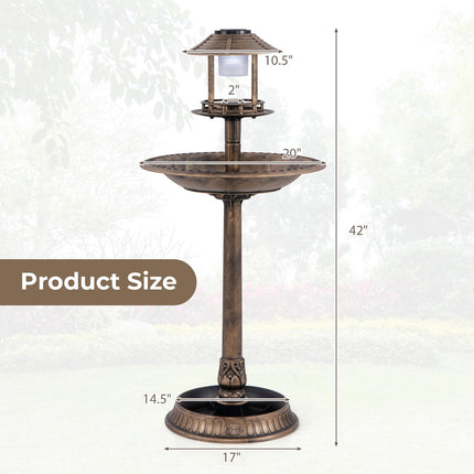 Dreamade 42 inch Bird Bath Solar Lighted