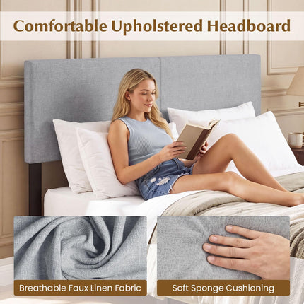 Dreamade Upholstered Headboard Queen/Full Size Vertical Quilted Linen Fabric Head Board