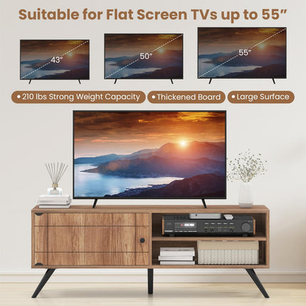 Dreamade Mid-Century Modern Entertainment Center with Storage Cabinet
