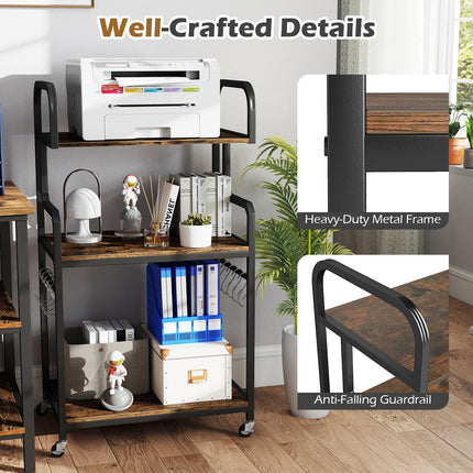 Dreamade 3-Tier Rolling Printer Stand with Storage Shelves
