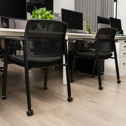 Dreamade Waiting Room Chair Set, Rolling Office Desk Chairs with PU Wheels (2 / 4 / 6 / 8 / 10 / 12 Pack Options)