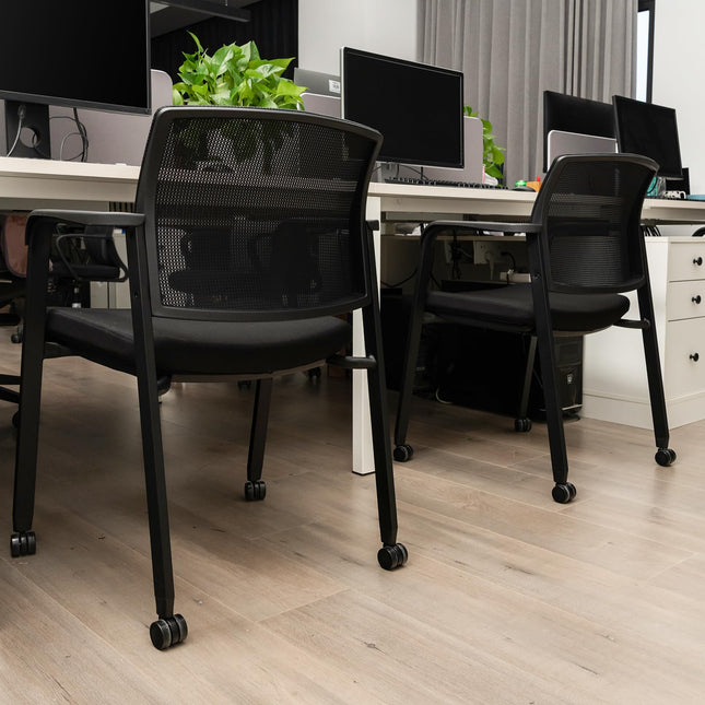 Dreamade Waiting Room Chair Set, Rolling Office Desk Chairs with PU Wheels (2 / 4 / 6 / 8 / 10 / 12 Pack Options)