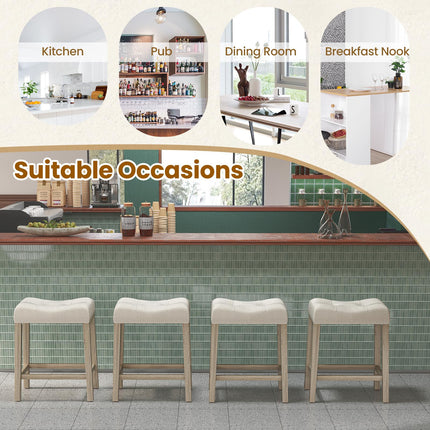 Dreamade 24" Bar Stools Set of 2/4, Upholstered Counter Height Saddle Bar Stools