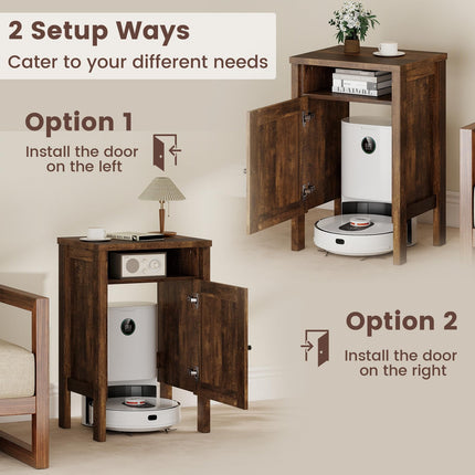 Dreamade Robot Vacuum Storage Cabinet with Door and Open Shelf for Living Room Bedroom