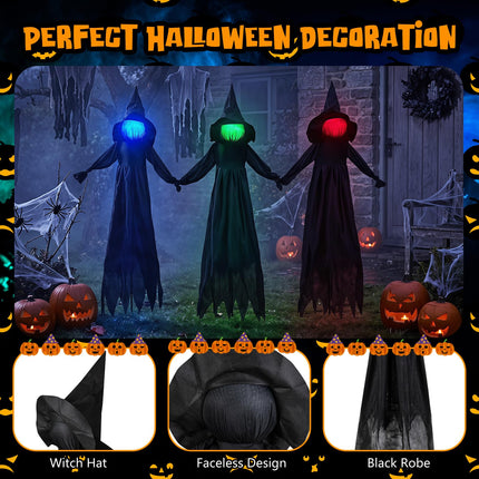 DREAMADE 4.3 ft 3 Pack Halloween Light Up Witches
