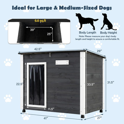Dreamade Wooden Dog House with Openable Asphalt Roof