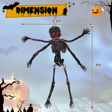 Dreamade 6 FT Animated Halloween Decoration Hanging Zombie Sound-Activated Skeleton Decoration