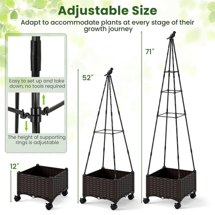 Dreamade Raised Garden Bed with Wheels & Tomato Cage