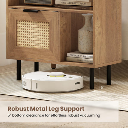 Dreamade Accent Side End Table with Storage Shelf and Cabinet for Small Space