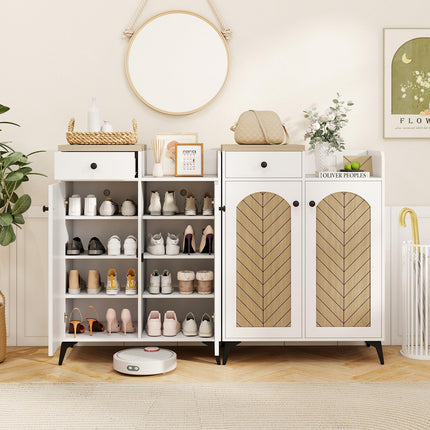 Dreamade Shoe Cabinet with Doors, 6-Tier Shoe Organizer Cabinet with Drawer