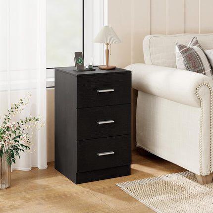 Dreamade Night Stand with Charging Station - 26’’ Tall Side End Table