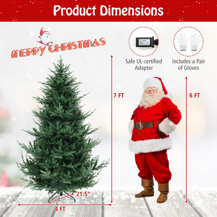 Dreamade 7ft Pre-lit Artificial Christmas Tree with 340 Warm White LED Lights, 1090 Branch Tips